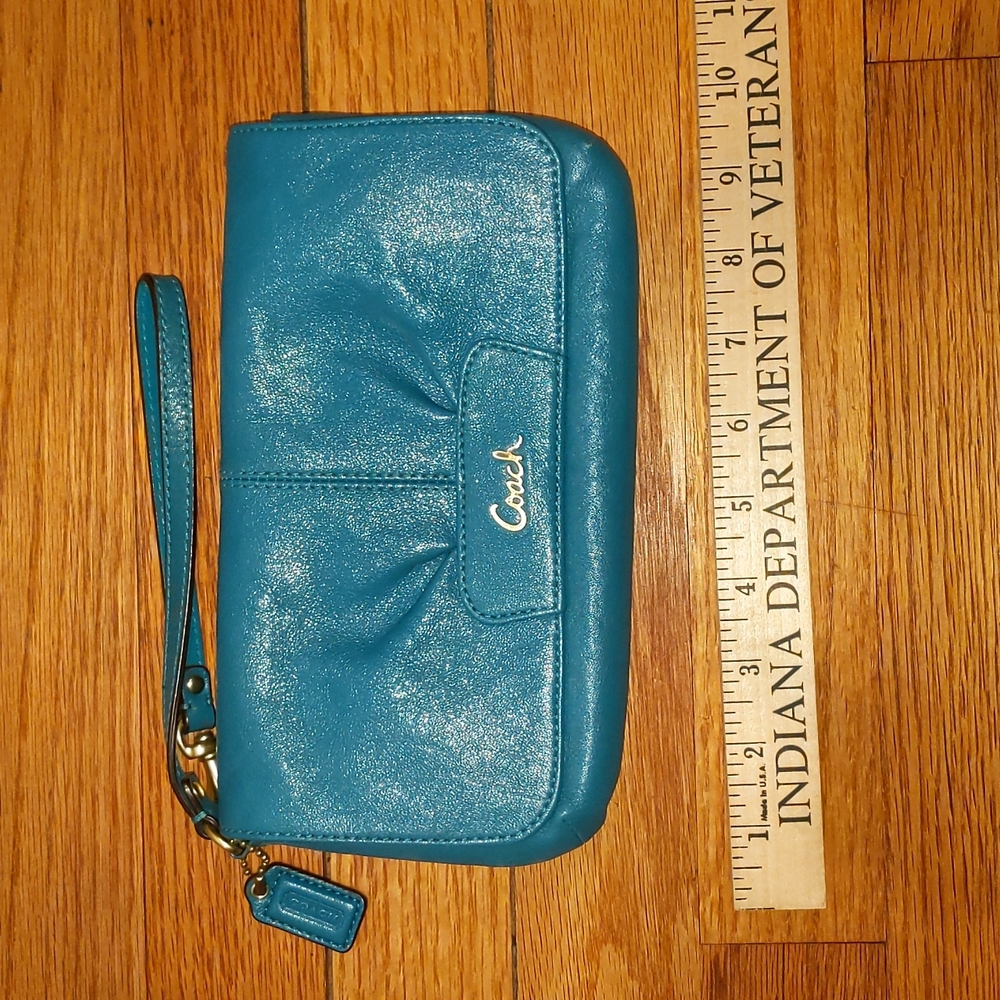 Coach wallet wristlet turquoise
